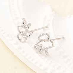 Полые серьги-гвоздики из стерлингового серебра с цветком 925&nbsp;EJEW-S271-03P