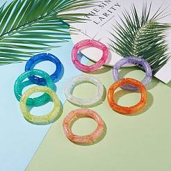 9 pièces 9 couleur bonbon couleur acrylique tube incurvé gros bracelets extensibles ensemble pour les femmes&nbsp;BJEW-JB08138