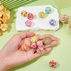 12 шт. 12-х цветные круглые бусины из смолы с фруктовым узором&nbsp;RESI-TA0004-78