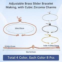 32 шт. 4 цвета стойка покрытие регулируемый латунный слайдер изготовление браслета KK-SP0001-79
