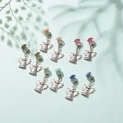 Натуральный драгоценный камень полукруглый с серьгами-гвоздиками из сплава EJEW-JE04947