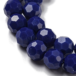 不透明ガラスビーズスタンド  ファセット（32ファセット）  ラウンド  マリンブルー  8mm  穴：1mm  約65~67個/連  49~50cm&nbsp;EGLA-A035-P8mm-D09