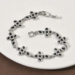 Браслеты-цепочки с латунной эмалью и микропаве из прозрачных кубических цирконий для женщин BJEW-G764-02P