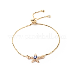 Kristall-Strass-Glieder mit emailliertem Evil-Eye-Slider-Armband&nbsp;BJEW-JB08629