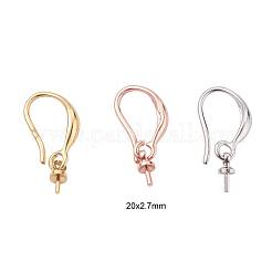 9ペア3色真鍮ピアスフック  片穴パーツ用  ミックスカラー  20x2.7mm  20ゲージ  ピン：0.8mm  保釈：6x2.7ミリ  21ゲージ  ピン：0.7mm  3色  3pairs / color  9のペア/箱&nbsp;KK-ZZ0001-02