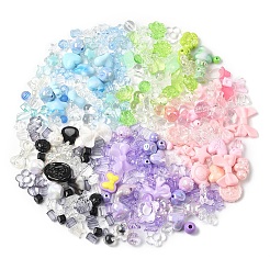 不透明・透明アクリルビーズ 60g  混合図形  暗い蘭  7.5~33x7.5~43.5x4.5~16mm  穴：1.2~4mm&nbsp;MACR-YW0003-82A