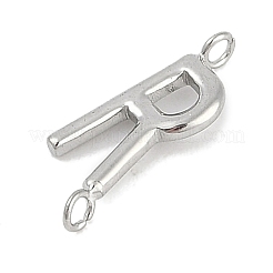 304ステンレススチールレターコネクタチャーム  ステンレス鋼色  文字r  12x4.5x2mm  穴：1.2mm&nbsp;STAS-M108-01P-18