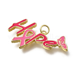 Октябрь рак груди розовая лента осведомленности латунные эмалевые подвески KK-G525-10G-02