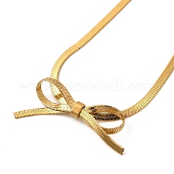 Ионное покрытие (ip) 304 нержавеющая сталь бант кулон змея цепи ожерелья для женщин NJEW-G142-01G