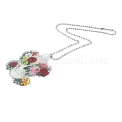 Totenkopf mit Blumenanhänger aus Acryl&nbsp;RJEW-E007-03P-08