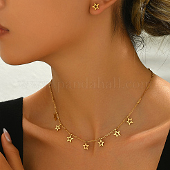 Стильные комплекты из нержавеющей стали 201 с полыми звездами и серьгами-гвоздиками DL8962