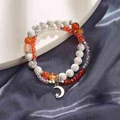 Mehrreihiges Armband mit Mond- und Sternanhänger&nbsp;BJEW-TA00033-01