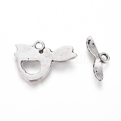 Сплавочные застежка тоггл тибетского стиля&nbsp;TIBE-L005-012AS