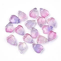 電気メッキガラスチャーム  ハート  プラム  12x9x4mm  穴：1mm&nbsp;EGLA-E059-D03