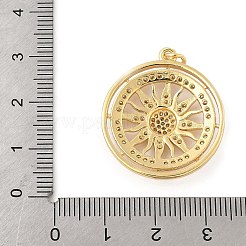 真鍮製マイクロパヴェキュービックジルコニアペンダント  太陽  丸カン付き  ゴールドカラー  28x25x4.5mm  穴：3mm&nbsp;KK-Z111-02G