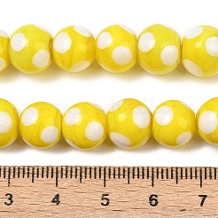 手作りランプワークビーズ  水玉模様のラウンド  きいろ  10x9.5~10mm  穴：1.8mm  約39個/連  14.76''（37.5センチメートル）&nbsp;LAMP-D002-10mm-01D