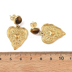 Pendientes colgantes de ojo de tigre natural y acero inoxidable 304 para mujer&nbsp;EJEW-JE07507