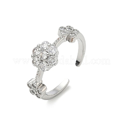 Messing Micro Pave Zirkonia Manschette offene Ringe&nbsp;RJEW-C163-22P