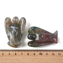 天然の苔瑪瑙を彫刻した天使の置物  自宅オフィスのデスクトップの風水の装飾品  18.5~20x29~35x49~51mm&nbsp;GG-CBA9C2C-A15