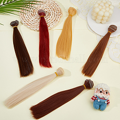 6шт 6 цвета пластиковый кукольный парик волосы AJEW-DC0002-11