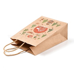 Sacs en papier kraft imprimés sur le thème de Noël avec poignées&nbsp;ABAG-M008-08H
