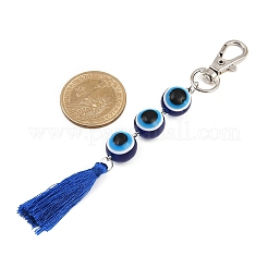 Подвеска с кисточками из полиэстера и круглыми бусинами от сглаза из смолы HJEW-JM04165-03
