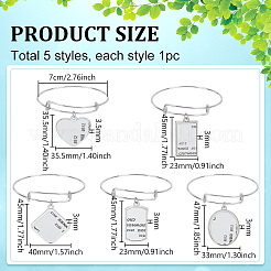 5 шт. 5 стиля термопереводной латунной подвески для изготовления браслета BJEW-PH01868