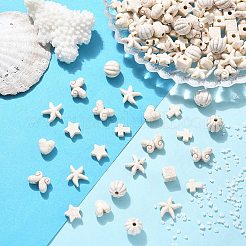 140 шт. 7 вида бусин из синтетического говлита&nbsp;G-FP0001-09