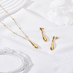 Комплекты украшений из нержавеющей стали в форме капли. в том числе ожерелье с подвеской и серьги-гвоздики&nbsp;SJEW-LP0001-28