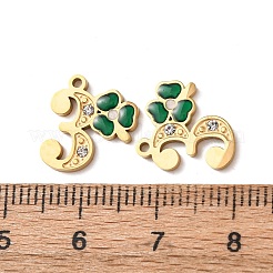 Ciondoli in acciaio inossidabile 304 smaltati e strass&nbsp;STAS-B130-01G-3