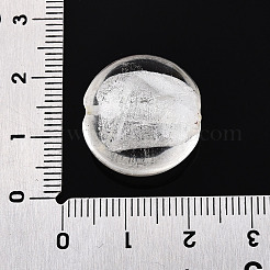 手作り銀箔ガラスベネチアンビーズ  フラットラウンド  透明  19~21x10~12mm  穴：1~2mm&nbsp;SLF20mmY-07