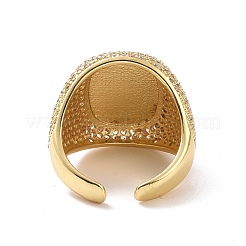 Стеклянная овальная открытая манжета с прозрачным кубическим цирконием RJEW-P035-01G