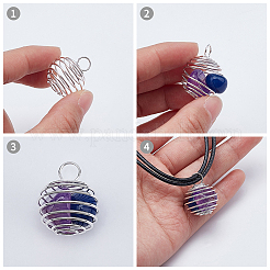 DIY-Bausatz für eine Halskette mit Käfiganhänger aus natürlichem Achat&nbsp;DIY-PH0005-90