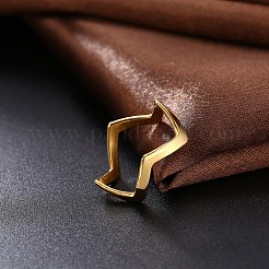 女性用ステンレス指輪  波  ゴールドカラー  usサイズ6（16.5mm）&nbsp;RJEW-BB19772-6G