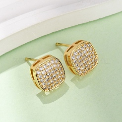 Boucles d'oreilles en laiton avec zircone cubique de micro pave&nbsp;EJEW-F418-01G-03