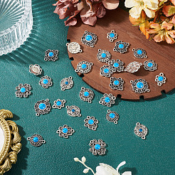 Breloques connecteurs en alliage de style tibétain avec résine imitation turquoise&nbsp;FIND-TAC0035-47AS-07