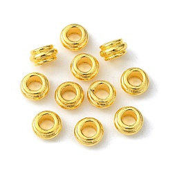 チベット風スペーサービーズ  カドミウムフリー＆鉛フリー  ロンデル  ゴールドカラー  12x7mm  穴：6.5mm&nbsp;K0848011