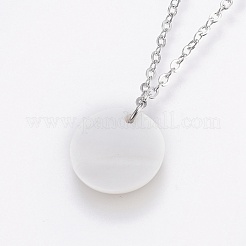 Ожерелья из кулона с реальными платиновыми цепями из латуни&nbsp;NJEW-JN02259-05