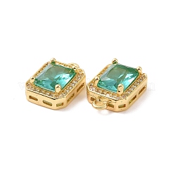 Ciondoli ottagonali rettangolari in ottone con micro pavé di zirconi cubici&nbsp;KK-G435-28G-01