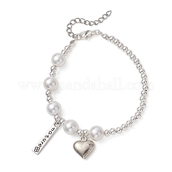 Браслеты из сплава с подвесками в форме сердца ко Дню матери&nbsp;BJEW-JB13133