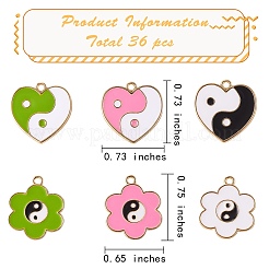 24 шт. 6 стильные подвески из светлого золотого сплава с эмалью&nbsp;ENAM-SZ0002-09