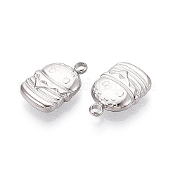 304ステンレススチールチャーム  変色防止  ハンバーガーチャーム  ステンレス鋼色  15x10x3mm  穴：1.8mm&nbsp;STAS-T067-75P