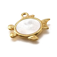Pendentifs en coquillage blanc naturel pavés en acier inoxydable 304&nbsp;STAS-C122-21E-02G