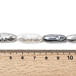 電気メッキガラスシェルパールビーズ連売り  不規則な楕円形  グレー  20~23x6.5~8mm  穴：1mm  約18~19個/連  15.75~16.30''（40~41.4センチメートル）&nbsp;BSHE-B009-C02-7x21mm