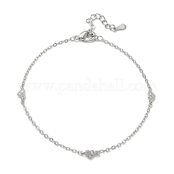 Bracciali a catena a maglie a cuore in ottone con micro pavé di zirconi cubici trasparenti&nbsp;KK-CBA6980-23P