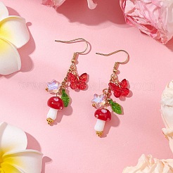 Женские серьги-подвески в виде бабочек и грибов из нержавеющей стали 304&nbsp;EJEW-JE06235