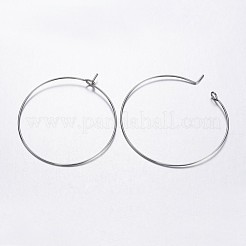 真鍮製ワイングラスチャームリングフープピアス  プラチナカラー  ニッケルフリー  20ゲージ  35x0.8mm&nbsp;X-EC067-4NF