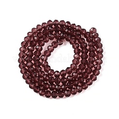 透明ガラスビーズ連売り  多面カット  ロンデル  ロージーブラウン  2.9~3.3x2mm  穴：0.5mm  約135~140個/連  32~34cm&nbsp;GLAA-R135-2mm-18