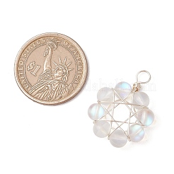 Подвески из круглых бусин из матового синтетического лунного камня&nbsp;PALLOY-JF03469