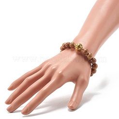 Bracelet extensible en perles rondes en bois naturel&nbsp;BJEW-JB07130